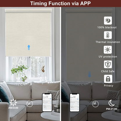 Motorized Roller Shades 100% Blackout Linen